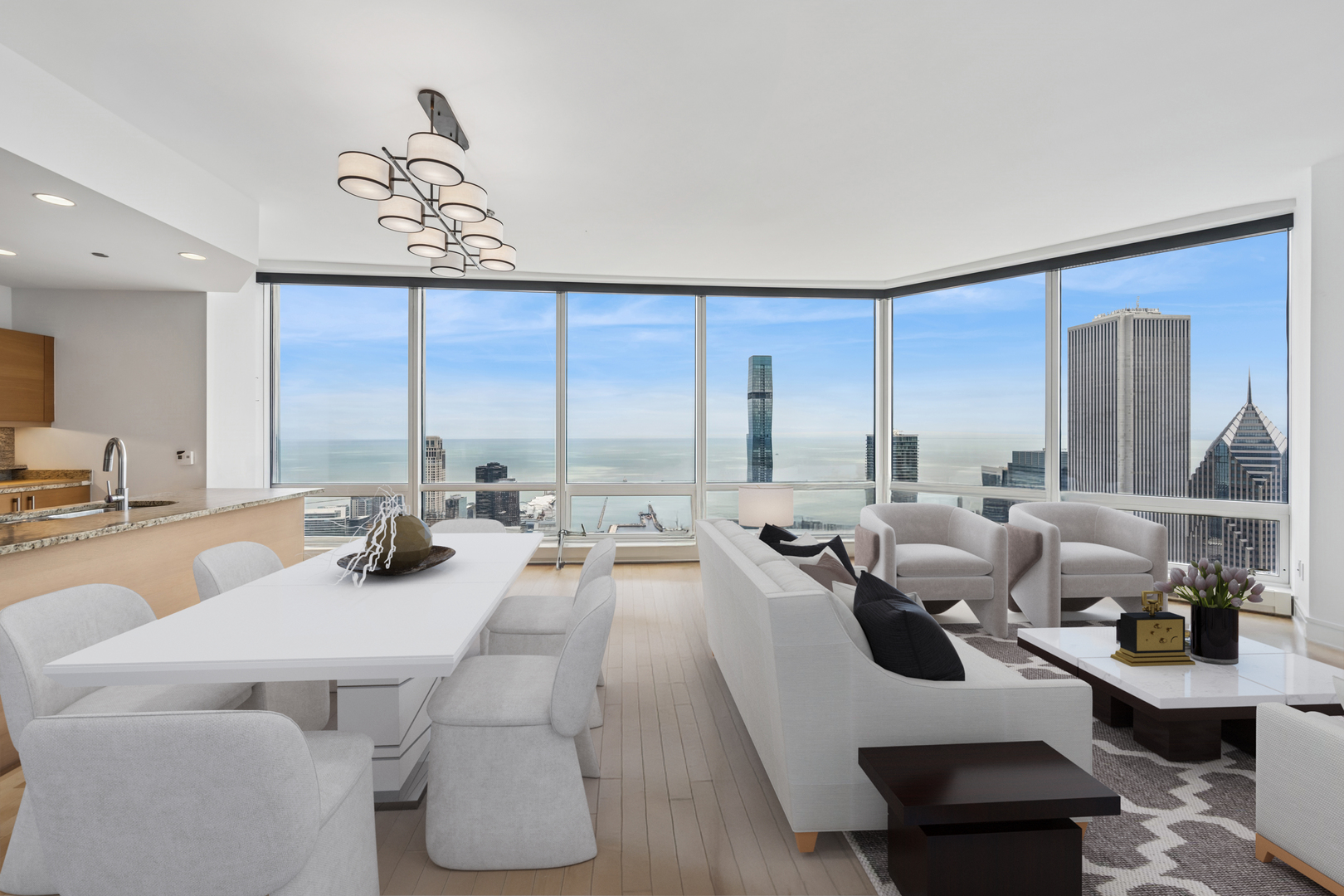 401 North Wabash Avenue, Unit 66G Chicago, IL 60611 - Photo 4 of 46 a living room with furniture and large windows