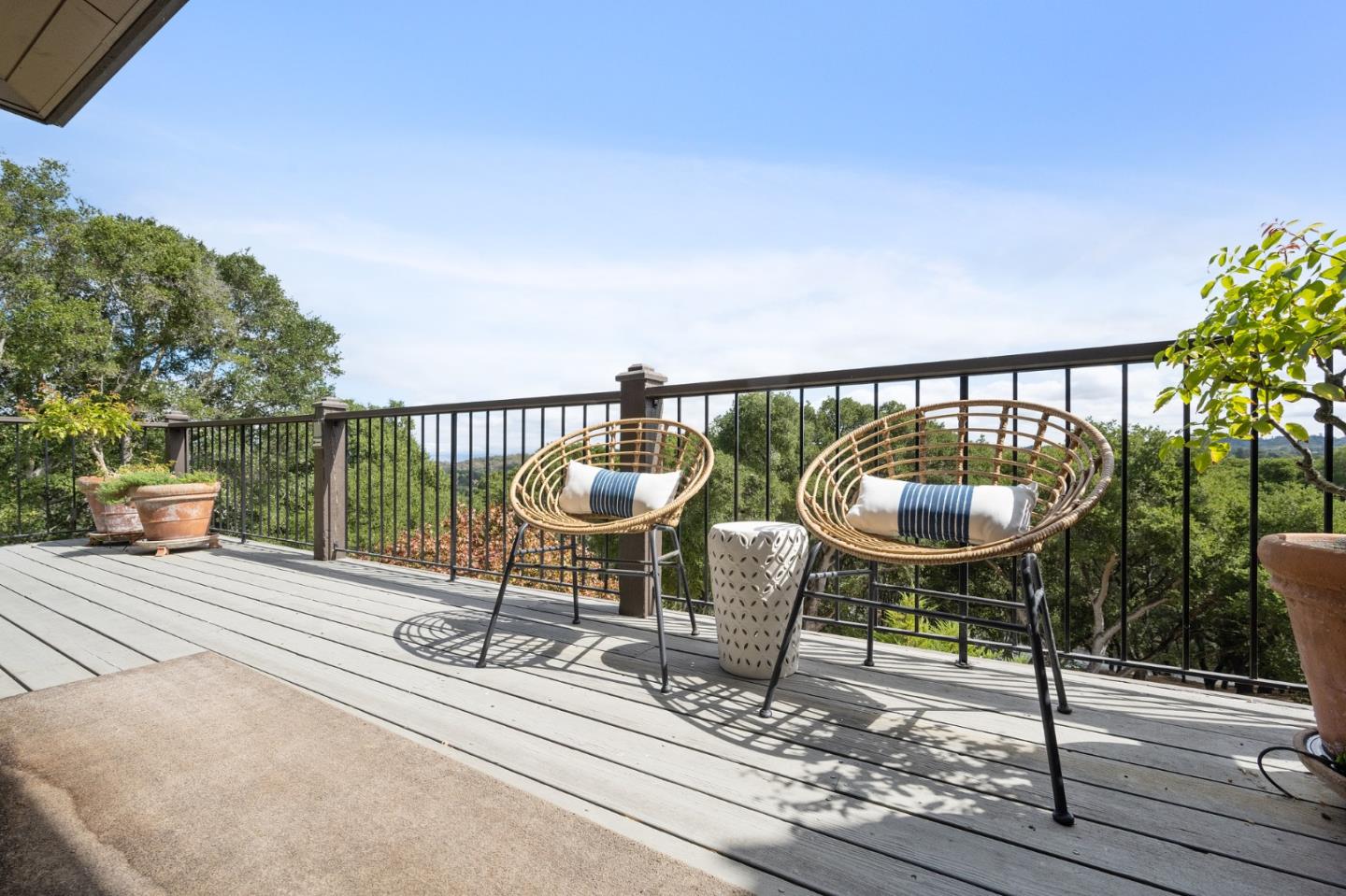 25 Preston Road Woodside, CA 94062 - Photo 21 of 71 a view of balcony with wooden floor and outdoor seating