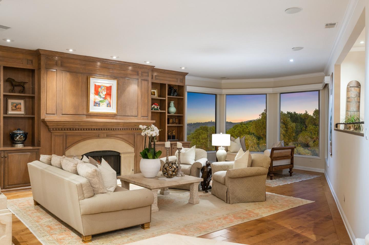 25 Preston Road Woodside, CA 94062 - Photo 60 of 71 a living room with furniture and a fireplace