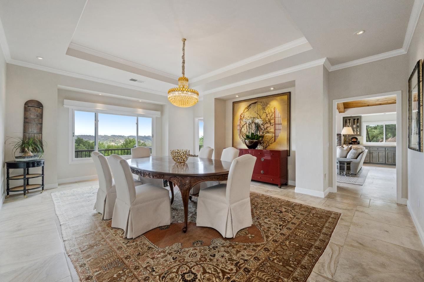 25 Preston Road Woodside, CA 94062 - Photo 7 of 71 a view of a dining room with furniture window and wooden floor