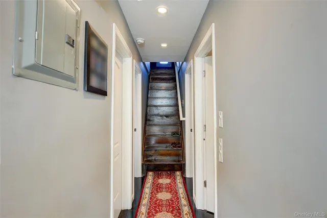 a view of gallery with windows