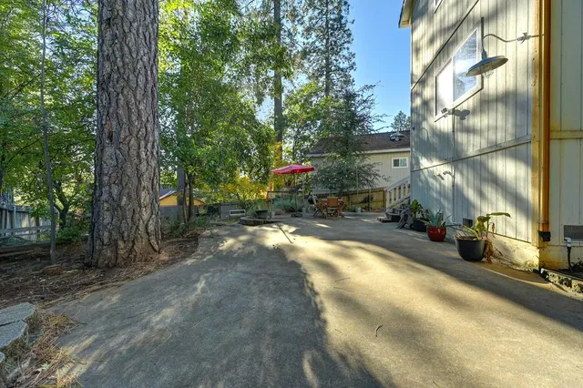 a view of backyard with green space