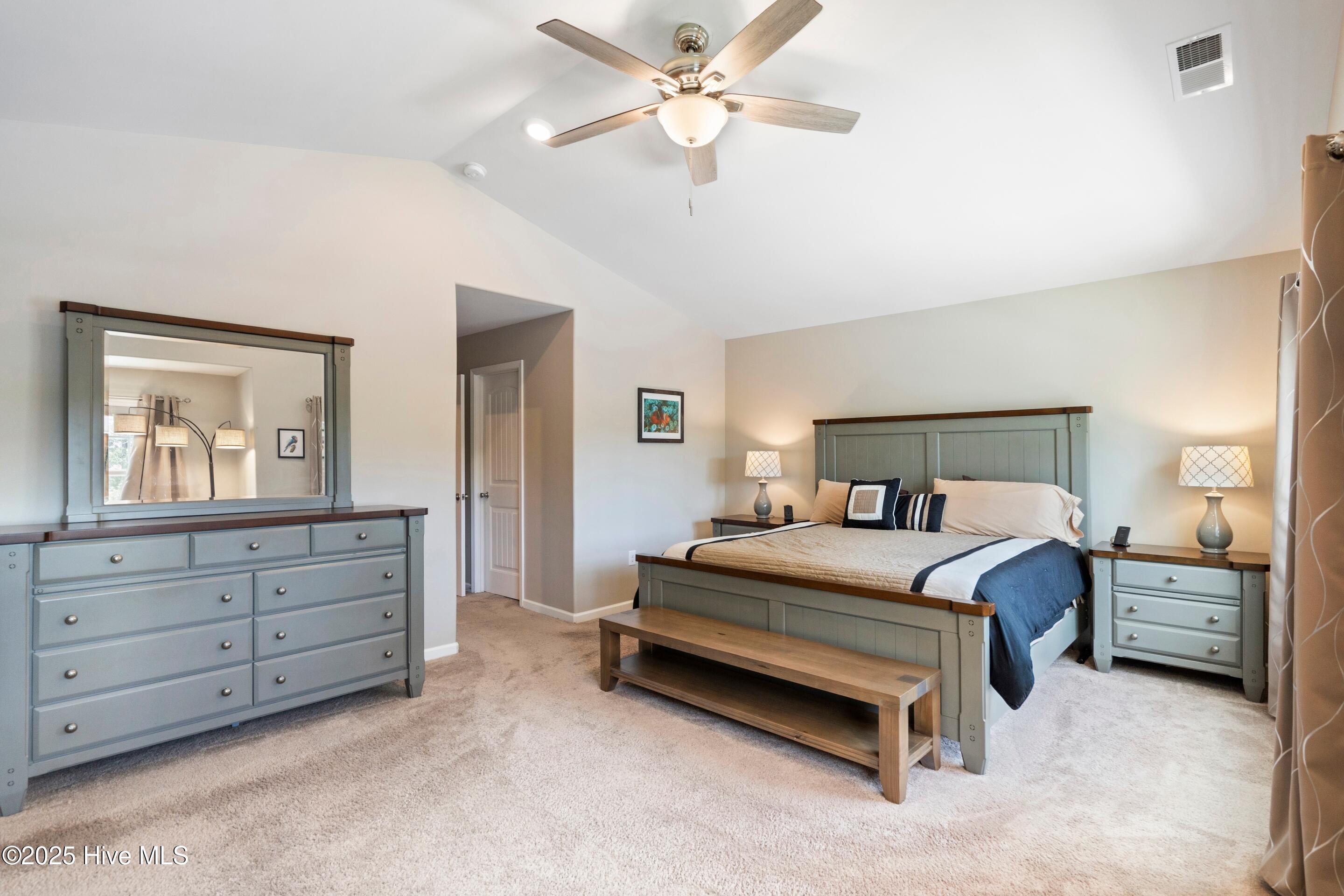 634 Aurora Place Hampstead, NC 28443 - Photo 19 of 51 Large Primary Bedroom with Vaulted Ceilings