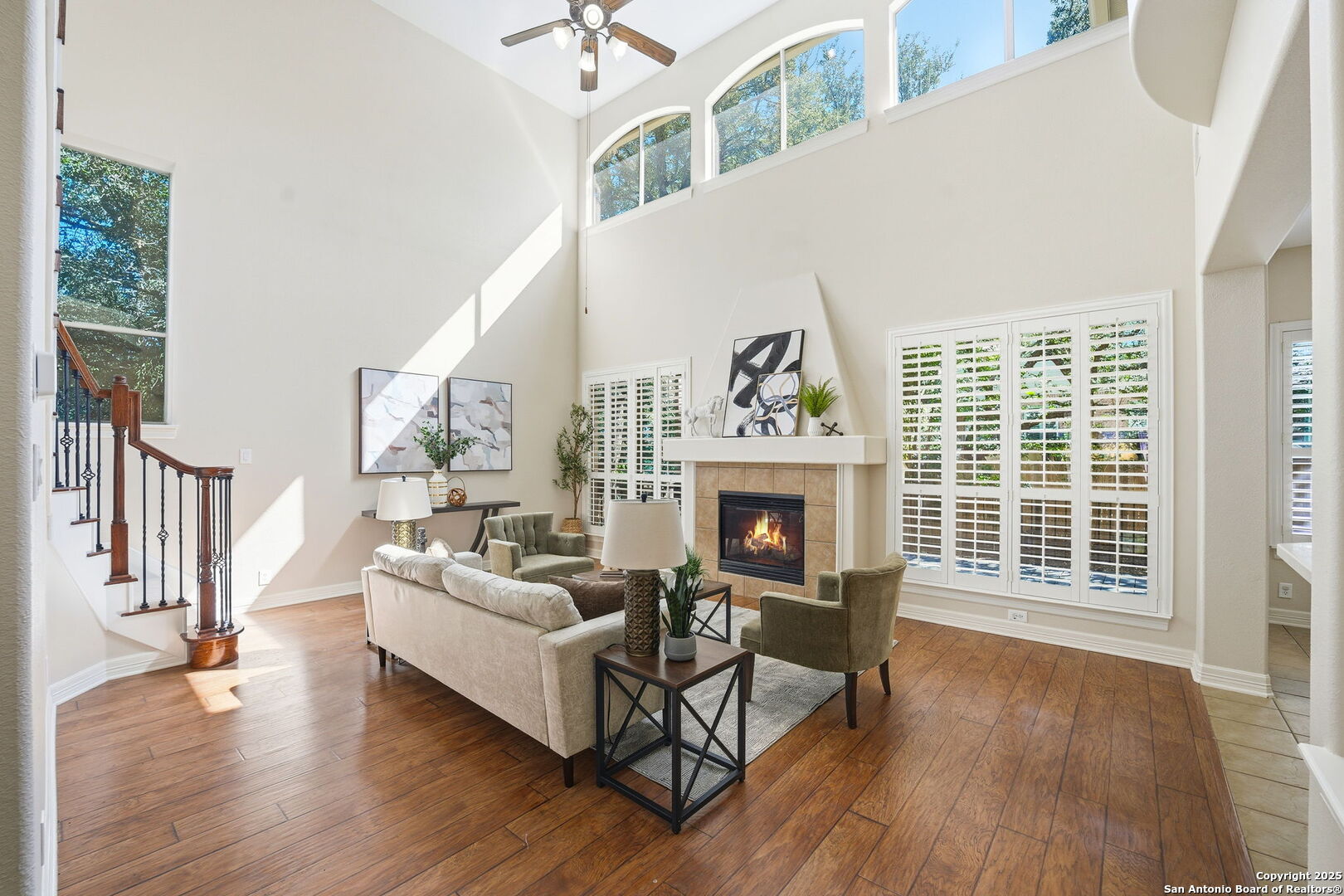 410 Heather Ridge San Antonio, TX 78260 - Photo 12 of 43 a living room with furniture and a fireplace