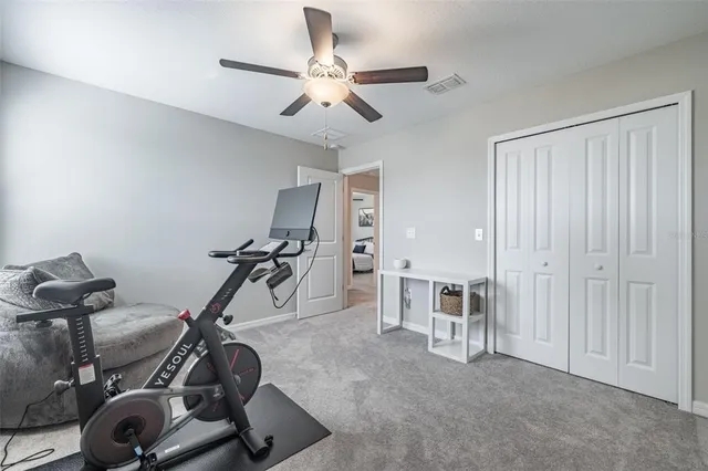 a room with gym equipment