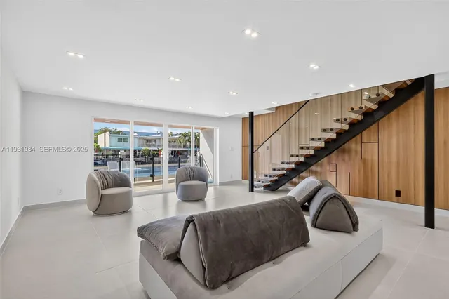 a view of staircase with white walls and stairs