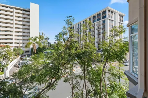 a front view of a multi story building