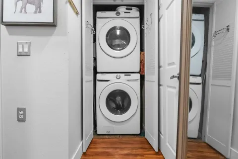 a utility room with dryer and washer