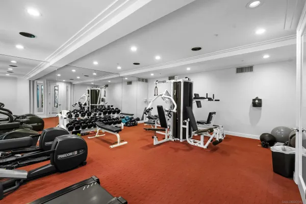 a view of a room with gym equipment