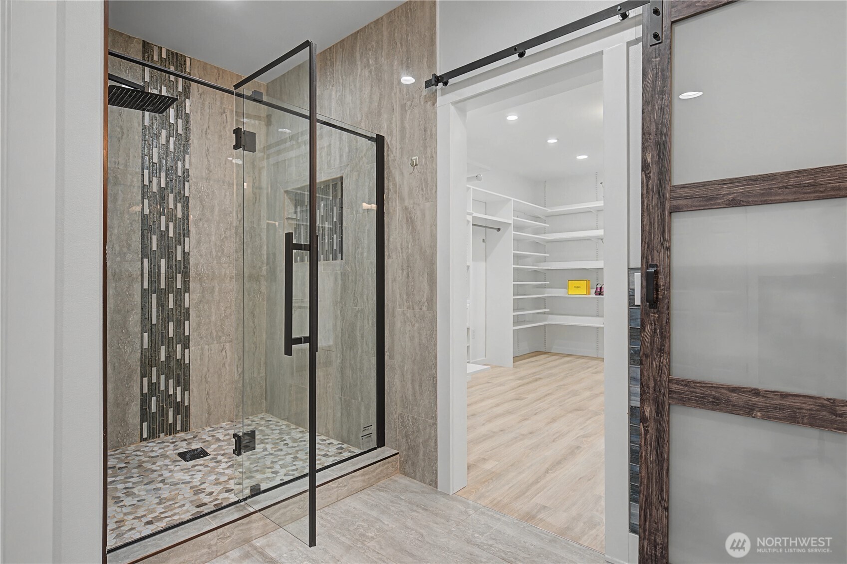 21347 Rd D.5 Soap Lake, WA 98851 - Photo 9 of 40 a bathroom with a shower and a glass door