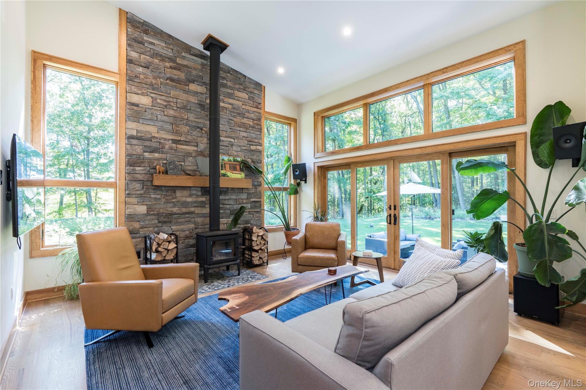 105 Iron Mountain Road Warwick, NY 10990 - Photo 22 of 49 LR Blue Stone Wall & Wood Stove Hearth