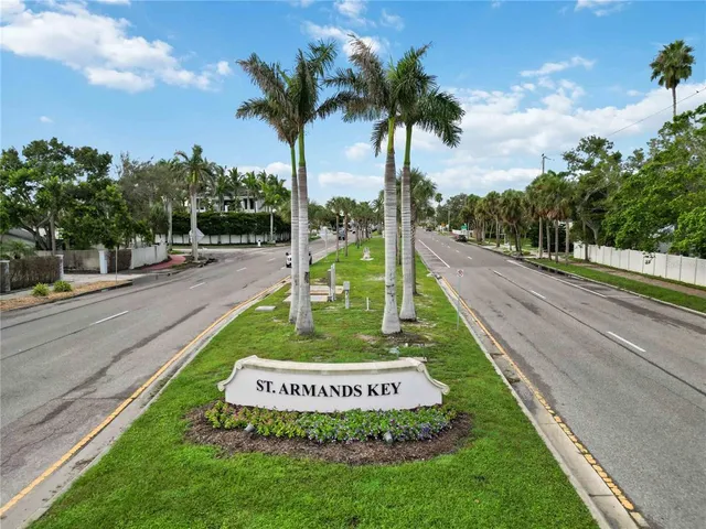 a view of a park with palm tree