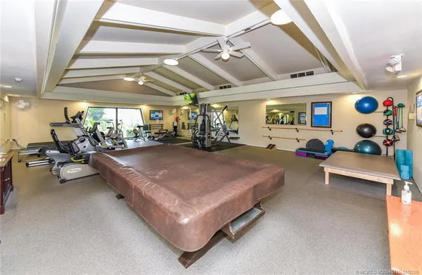 a room with gym equipment