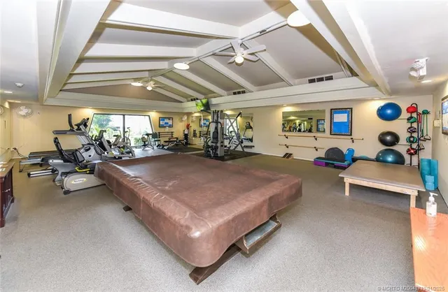 a room with gym equipment