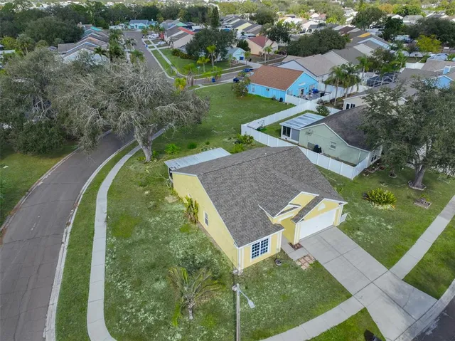 an aerial view of a house
