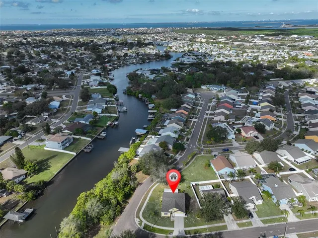 an aerial view of a house