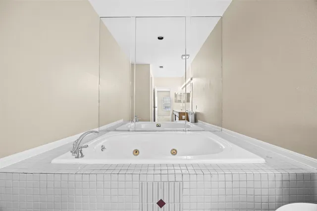 a bathroom with a tub