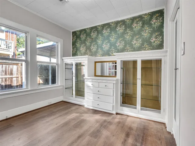 an empty room with windows