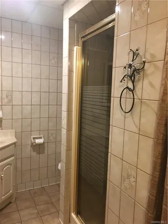 a bathroom with a shower