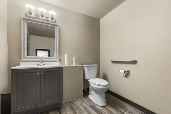 a bathroom with a sink and a toilet