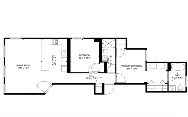 a picture of a bench in a building