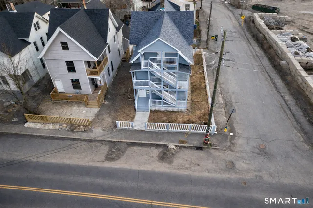an aerial view of a house