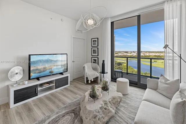 a view of a swimming pool with an ocean view