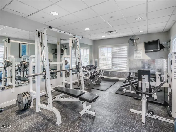 a view of a room with gym equipment