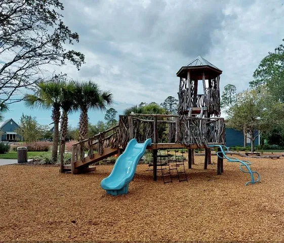 an outdoor space with seating