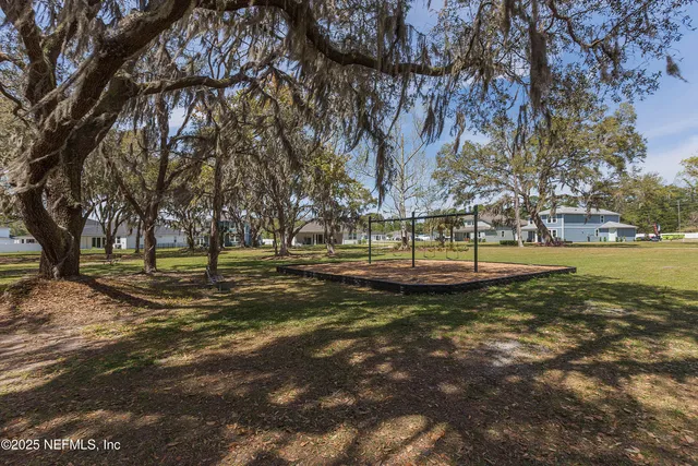 a view of a yard with a tree