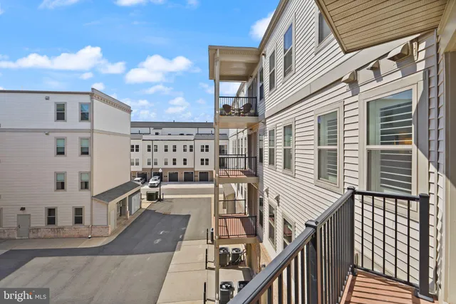 a view of a building from a balcony