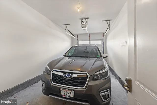 a car parked in a garage