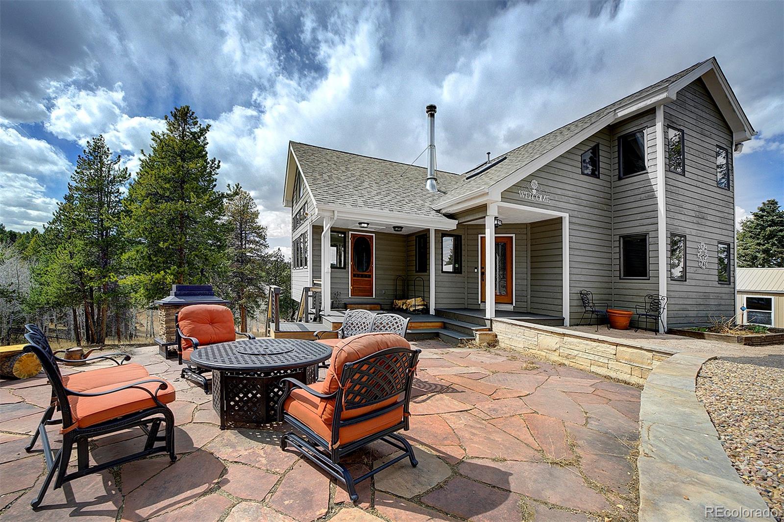 27987 Richmond Hill Road Conifer, CO 80433 - Photo 43 of 46 a backyard of a house with outdoor seating