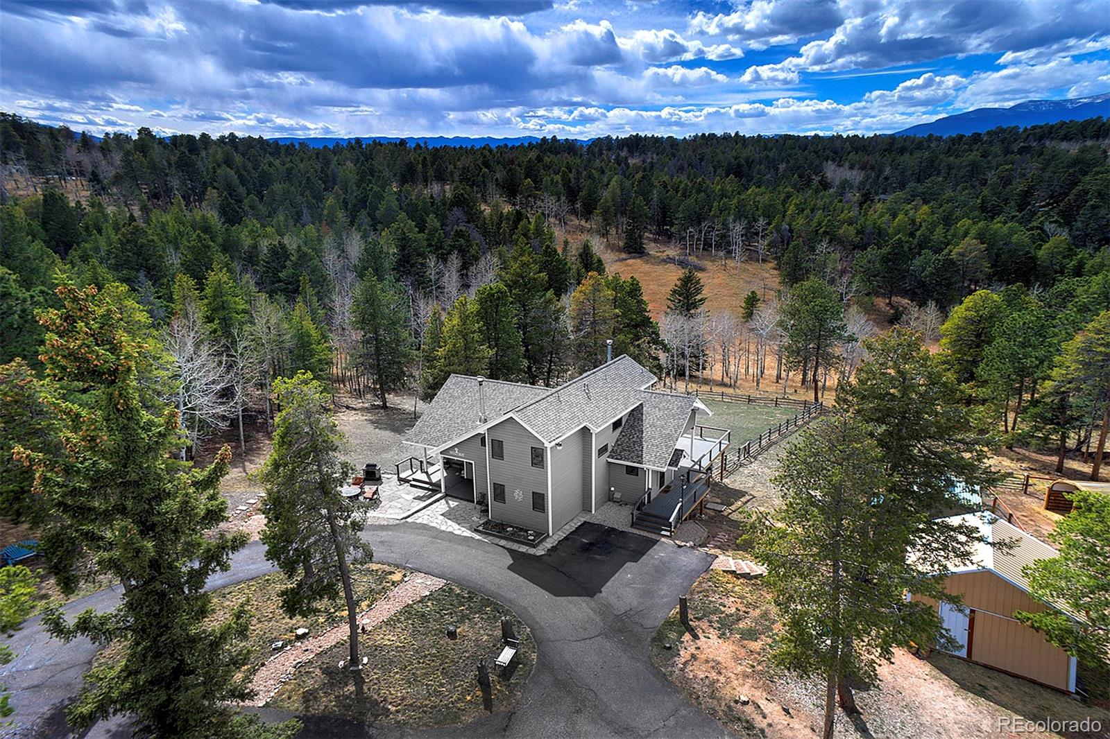 27987 Richmond Hill Road Conifer, CO 80433 - Photo 44 of 46 an aerial view of a house with a yard