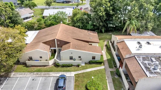 an aerial view of a house