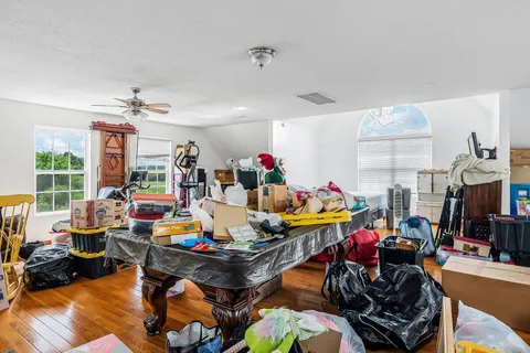 an aerial view of a house