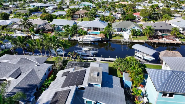 a city view with a lot of flowers and fruits