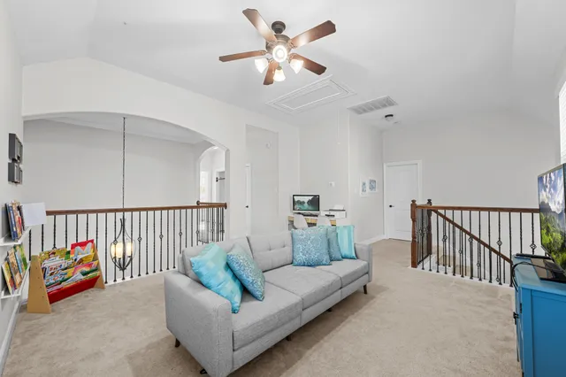 a living room with furniture