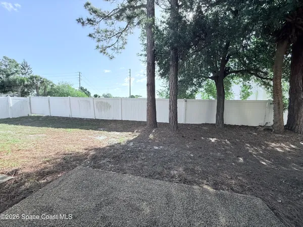 a view of a yard with a tree