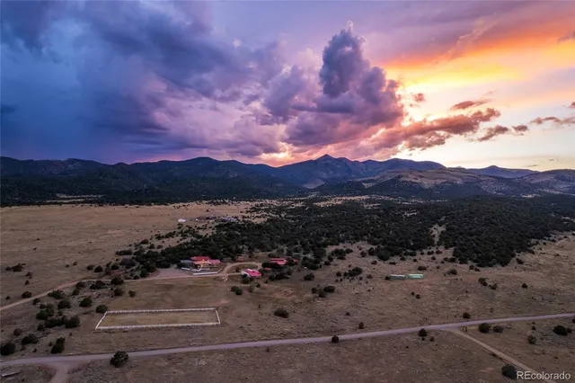a view of a city with sunset view