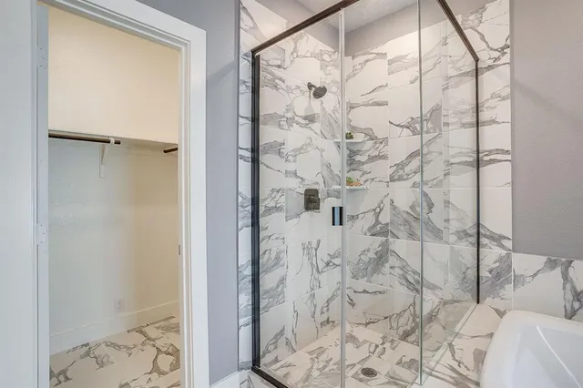 a bathroom with a shower