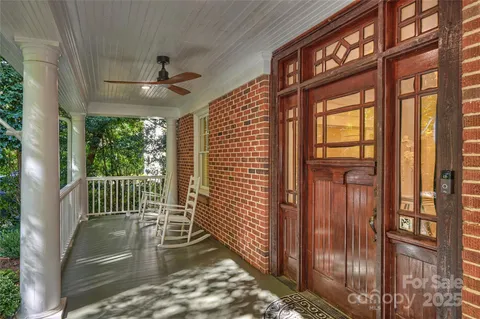 a view of balcony with a porch