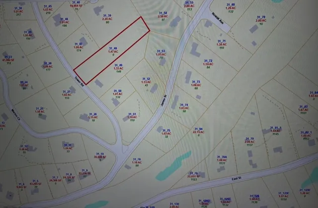 a view of a road with a trees