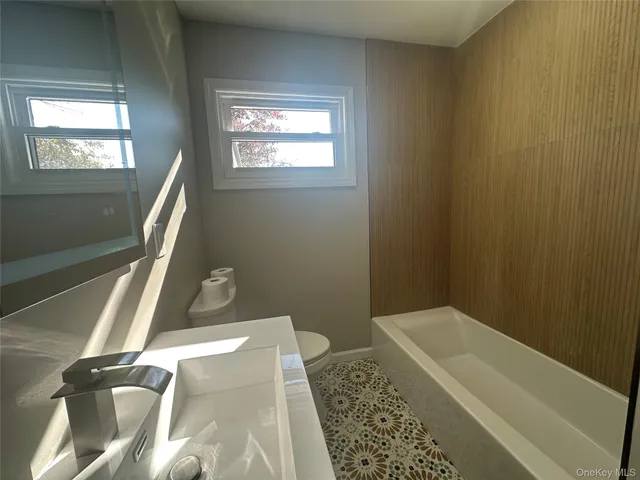 a bathroom with a bathtub