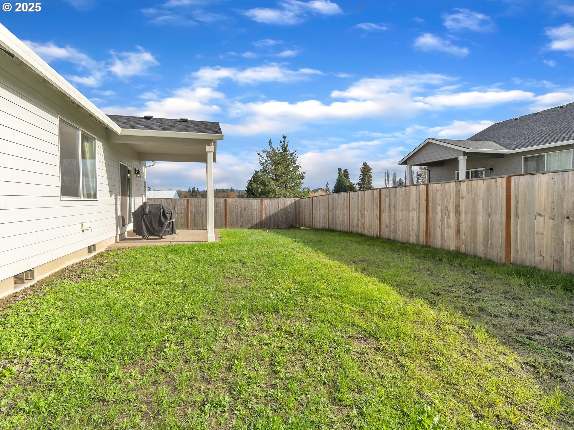 893 East Cleveland Street Carlton, OR 97111 - Photo 18 of 19 a view of a backyard with plants and brick wall