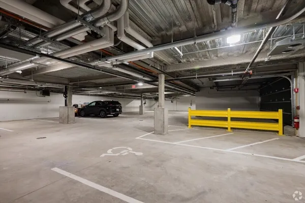 a view of empty room with storage