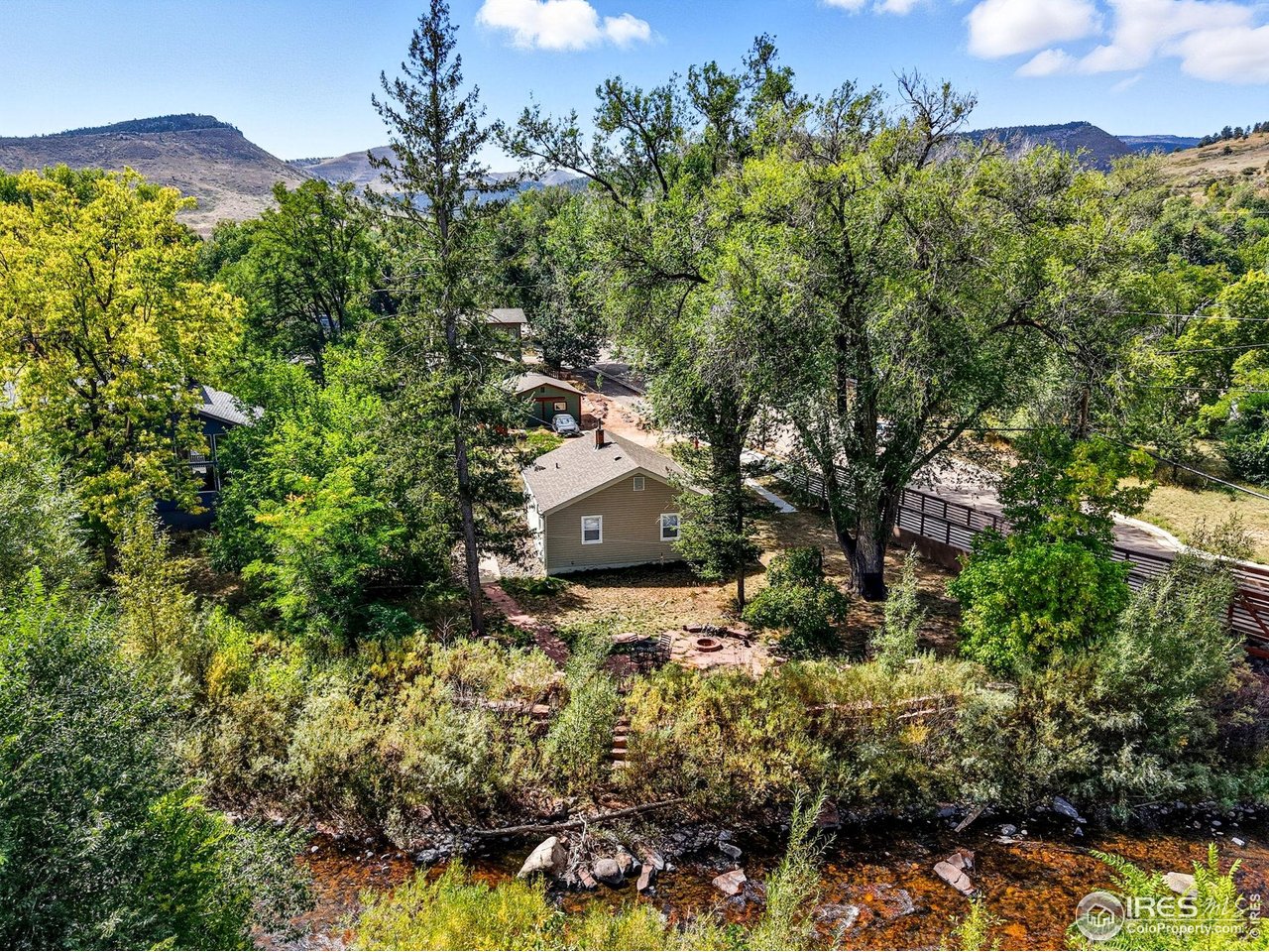 342 4th Avenue Lyons, CO 80540 - Photo 1 of 37 a aerial view of a house with a yard and garden