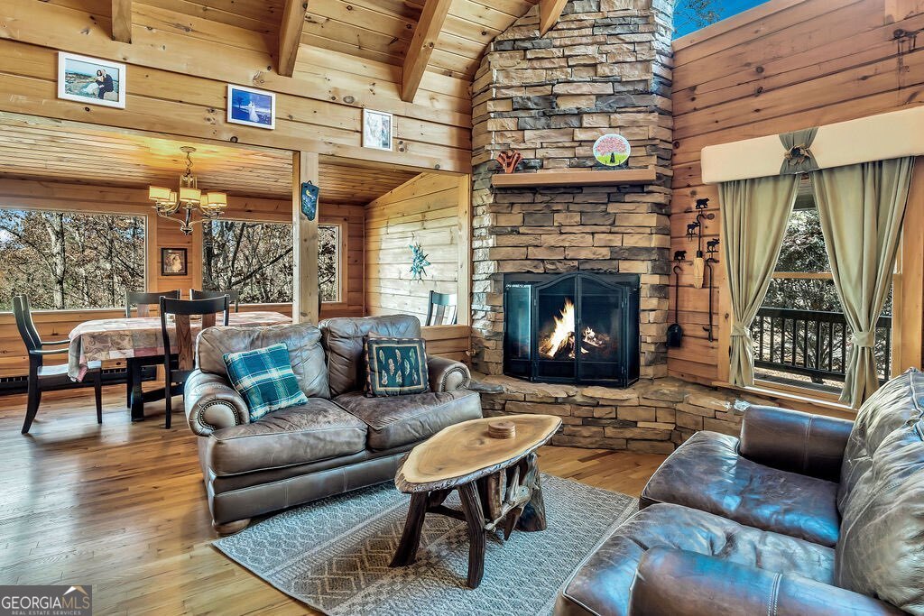 116 Channing Ridge Road, Unit 10 Morganton, GA 30560 - Photo 11 of 63 a living room with furniture and a fireplace