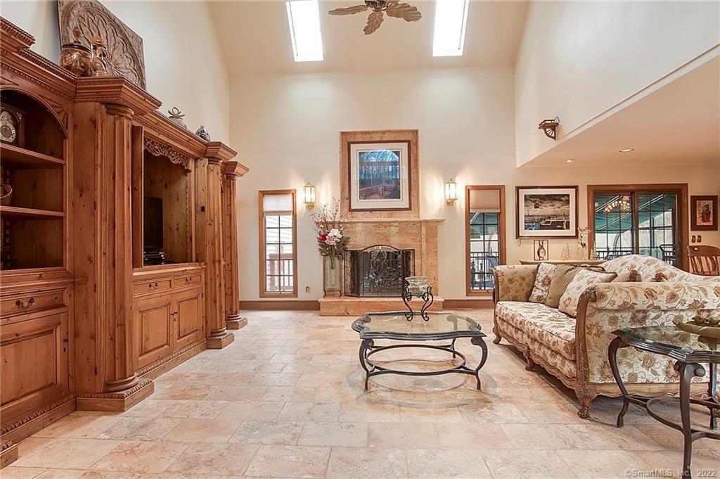 Stunning great room with beautiful marble floors!