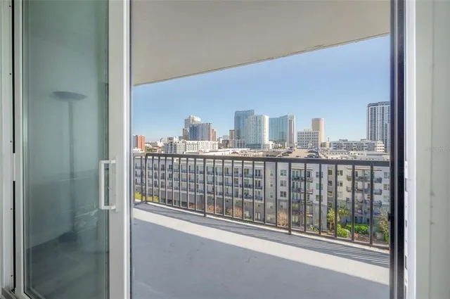 a view of balcony with city view